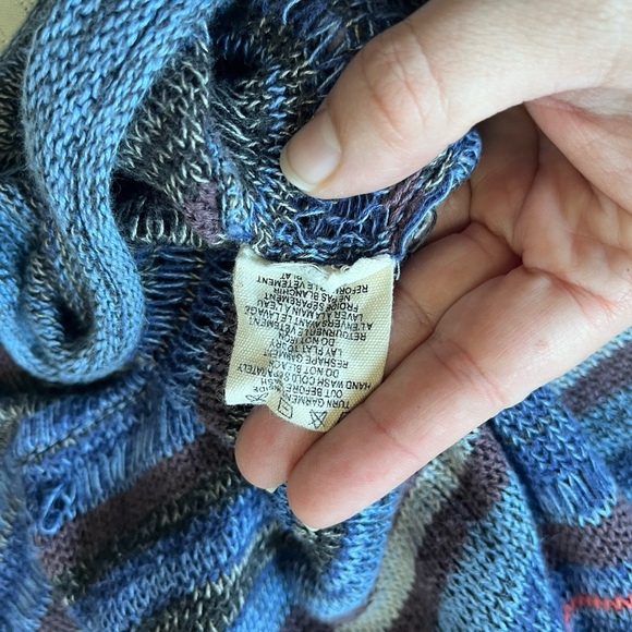 Billabong Boho Blue Orange Open Front Lightweight Sweater Knit Cardigan Large - Picture 7 of 8